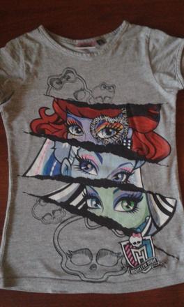 Monster high tričko svetlo sivé., 128