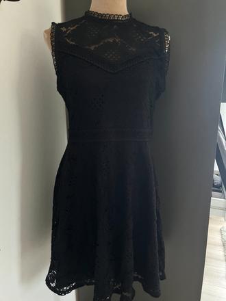 Čierne šaty s krajkou, h&m,m