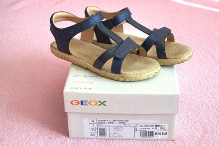 Modré kožené sandálky, geox,34