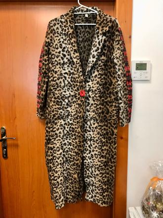 Nepodšitý kabát s leopardím vzorom, m/l, m