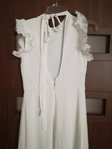 Saty s volanom a krajkou vpredu midi, xs