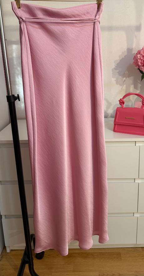 Saténová maxi sukňa v pastelovej ružovej, f&f,36
