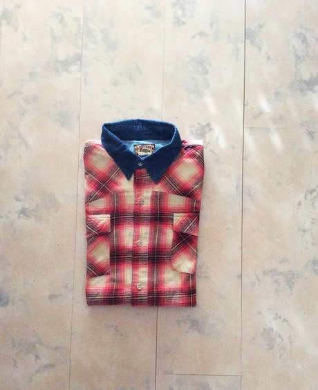 Flanelová košeľa s riflovým golierom, l