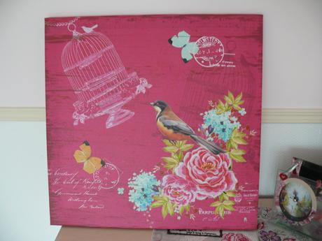 Obraz na maliarskej plátne-vtáčik s kvetmi, 