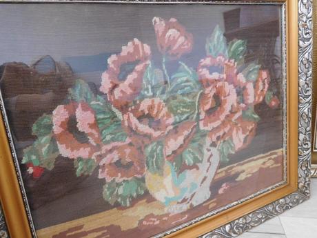 Obrazy vyšívané krížiková výšivka -v drevenom ráme, 