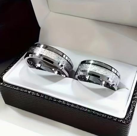 Elegantné 2ks obrúčky 8mm strieborné so vzorom,