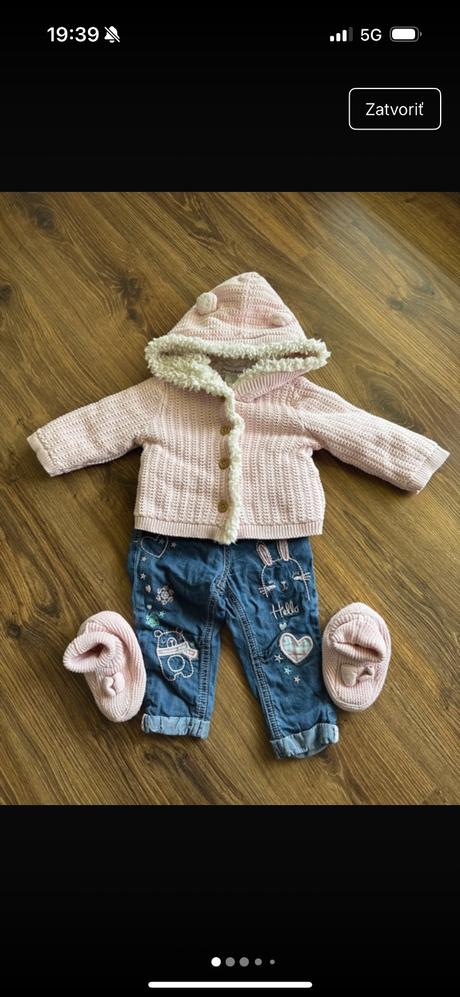 Teple oblečenie - svetrik, rifle a papučky, 68–80