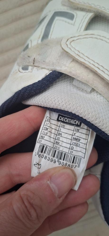 Detské biele tenisky na suchý zips, decathlon,37