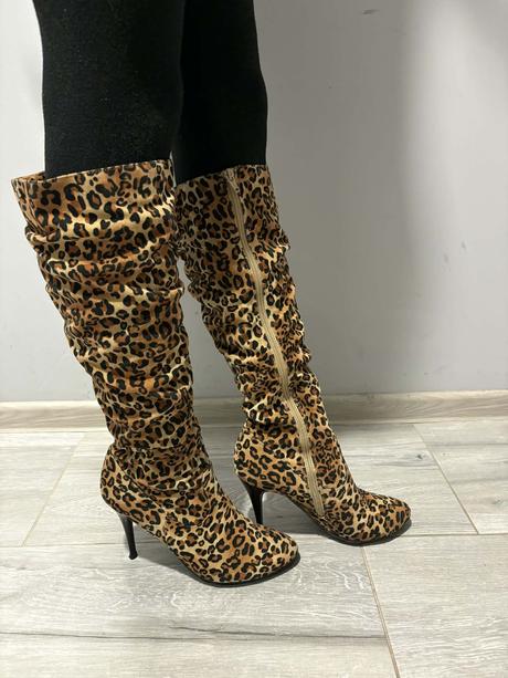 Čižmy s leopardím vzorom, 39