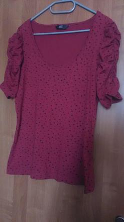 Bordové tričko s ciernymi bodkami, f&f,42