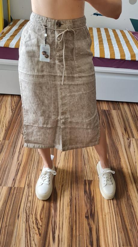 Sandwich ľanová midi sukňa, s