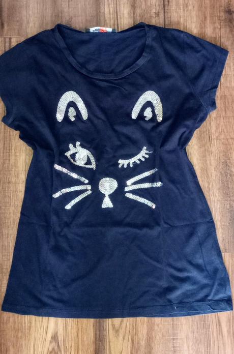 Tmavomodré trička s flitrami, terranova,s