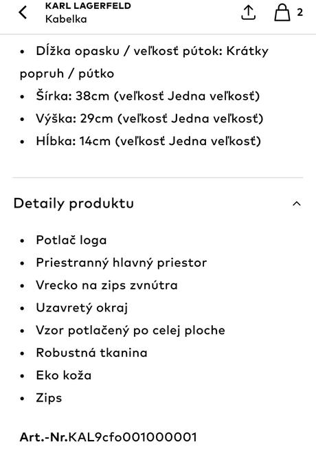 Originál kabelka karl lagerfeld s visačkou, karl lagerfeld