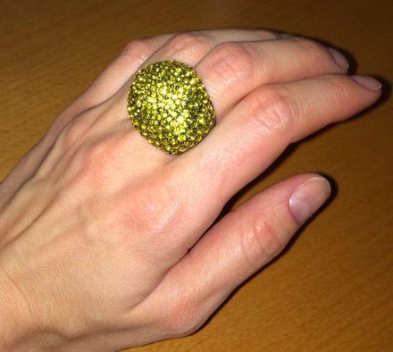 Velky trblietavý koktejlový prsten mango touch, mango