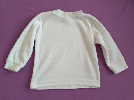 Biely velurový svetrík, mikinka, baby club,68