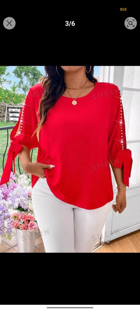 Blúzka s rukávmi na viazanie, 48