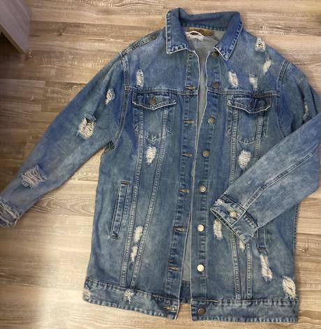 Krásna predĺžená riflová bunda, xl