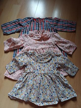 3x šaty v.62, 1-3 mesiace, 62