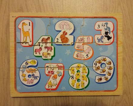 Puzzle čísla so zvieratkami,