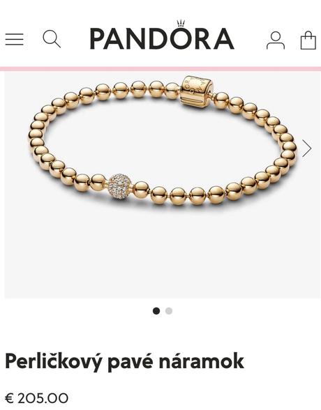 Pandora guličkový náramok pozlátený, pandora