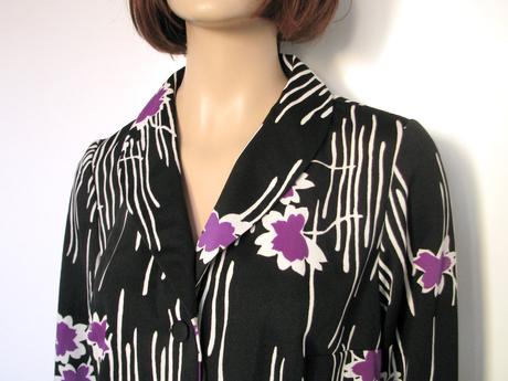 Retro čierno-bielo-fialové sako, xl