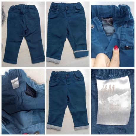 Chlapčenské tmavomodré podšité rifle h&m (92), h&m,92