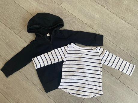 Mikina h&m a čierno-biele tričko next od 6 mesiaoc, 74