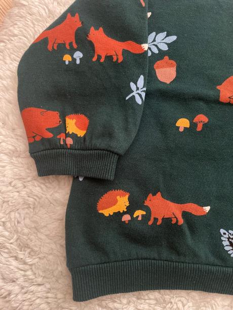 Tmavozelena mikina lesne zvieratka h&m, h&m,80