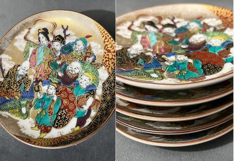 Good fortune dishes set of 5 kutani ware - seven g, 