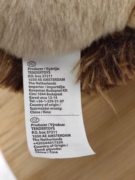 Plyšový hnedo krémový ježko, tendertoys, 27 cm, 