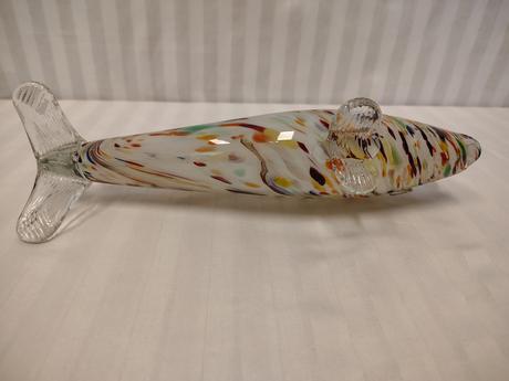 Zb. retro set umelecké sklenené ryby tutti frutti,