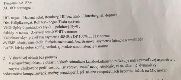 Je podľa lekárskej správy dôvodom mojich závratov ucho?