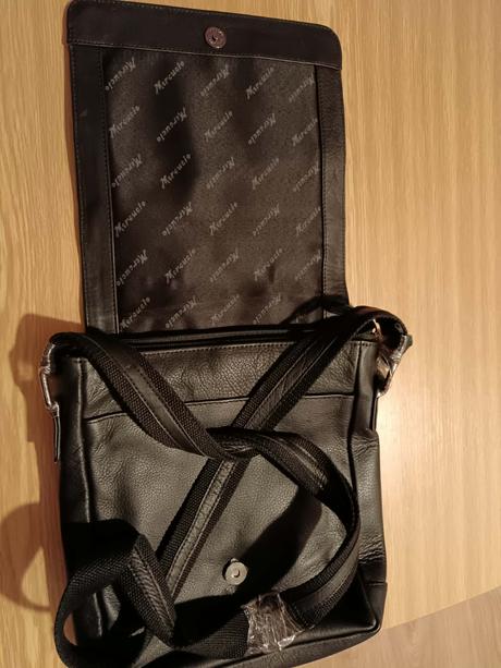 Mercucio pánska čierna kožená taška cez rameno, 