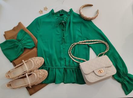 Gina tricot smaragdová elegantná blúzka, s