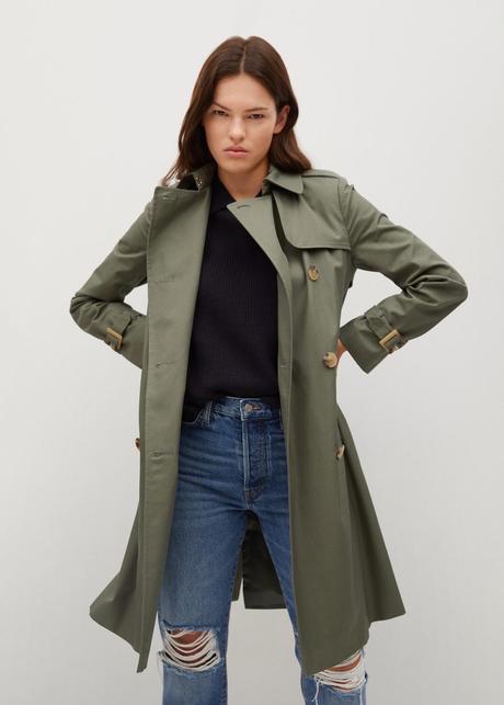 Zelený trenčkot mango, mango,s