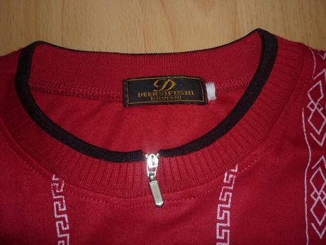 Čierno-červený pulover so zipsom, l