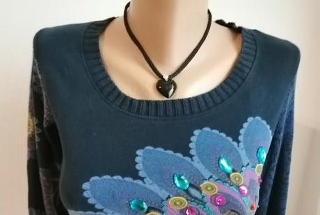 Oceľovo modrý pulovér zn. desigual, desigual,xs