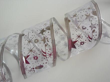 Stuha organzová 50 mm s drôtom, 