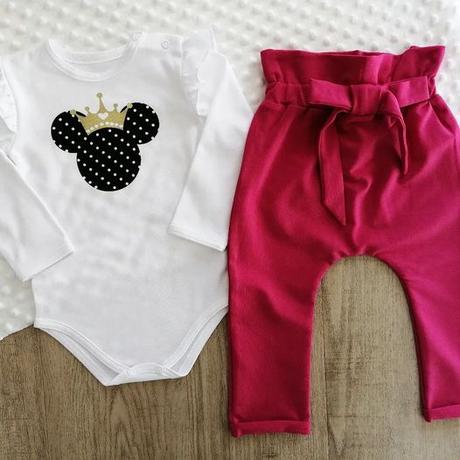 Nohavice magenta s mašľou color 104,110, 104 / 110