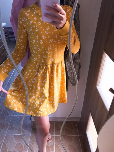 Horčicové šaty, f&f,xs