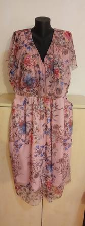 Ružové kvetinové šaty ellos - romantický štýl, 50