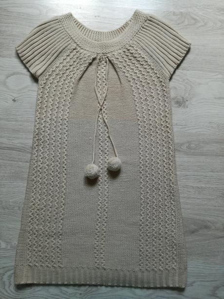 Kratšie pletené šaty/dlhší pletený pulóver bez ruk, xl