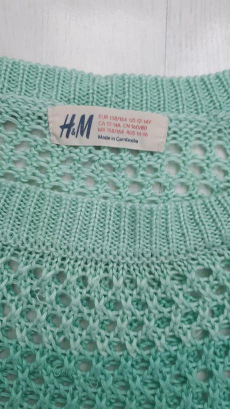 Tenký dierovaný pulóvrik, xs/s, h&m,164