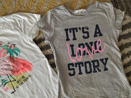 Tričká plameniak a nápis 146/152, h&m,146