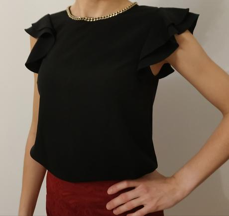 Cierne tricko s nariasenymi rukávmi koton, vel. 34, 34