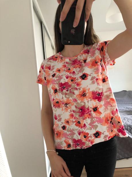 Bavlnené tričko s kvetmi, m