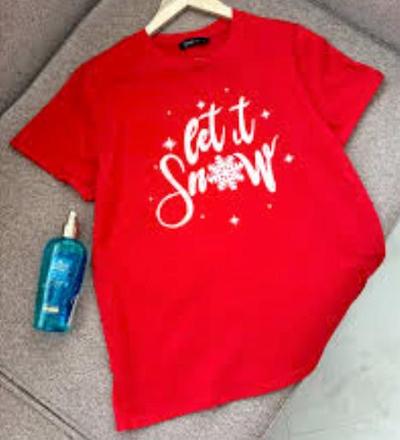 Červené vianočné tričko "let it snow", v. l, l