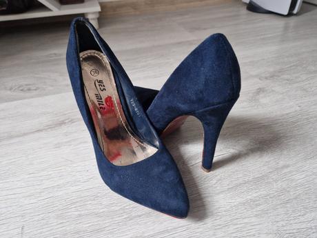 Semišové tmavomodré lodičky, 36