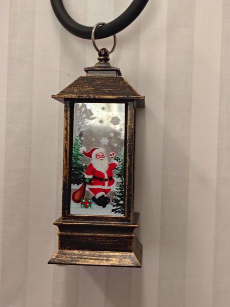 Vintage vianočný svietnik lampášik motívmi 14,5 cm,