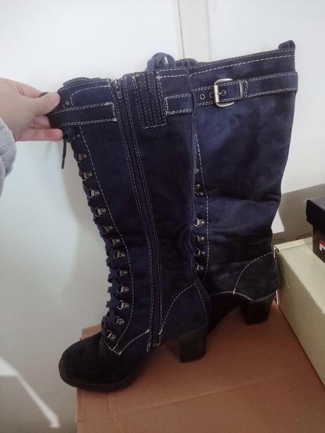 Kožené šnurovacie čižmy vysoké, deichmann,39